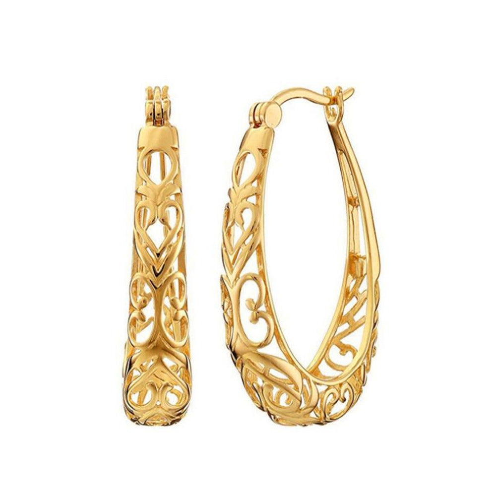 Hollow Flower-shaped High Profile Retro Clip Ear Buckle