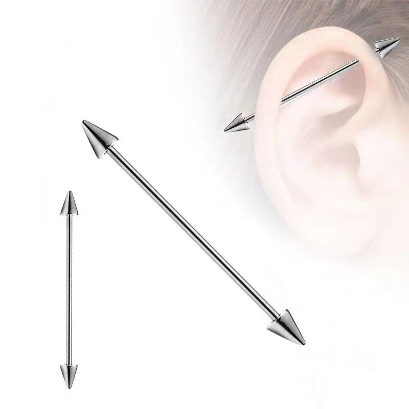 Stainless Steel Barbell Dumbbell Ear Bridge Nails Long Stud Earrings