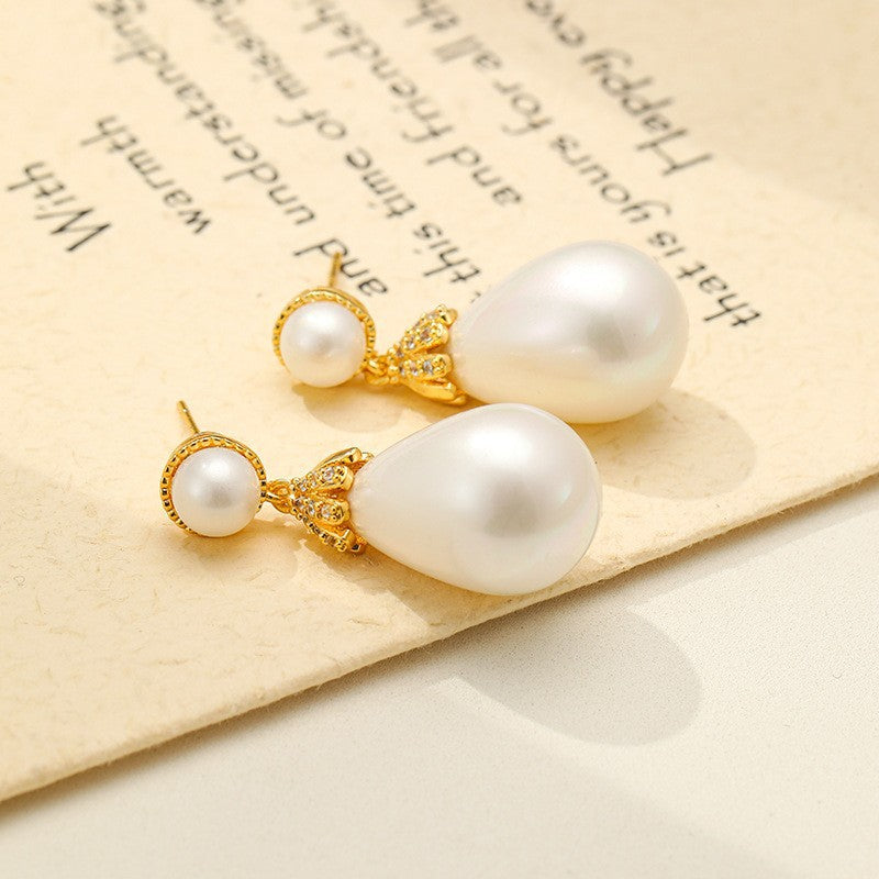 Fashion Water Drops Pearl Sweet Lady Style Earrings