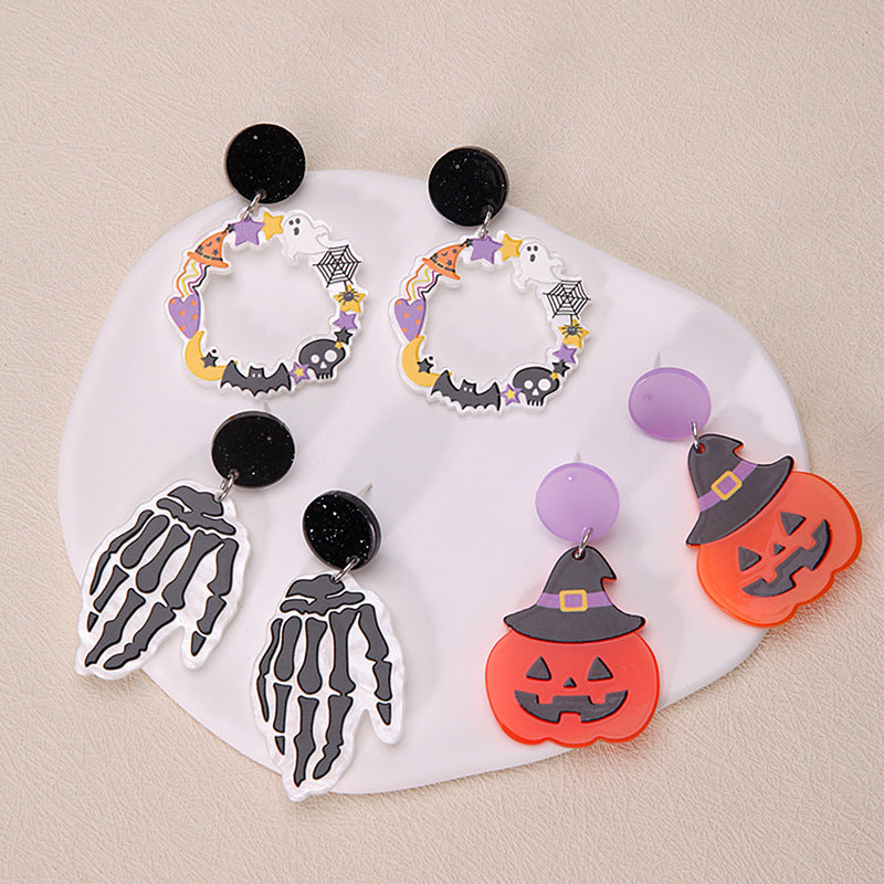 Creative Halloween Series Cartoon Funny Fun Acrylic Plate Earrings