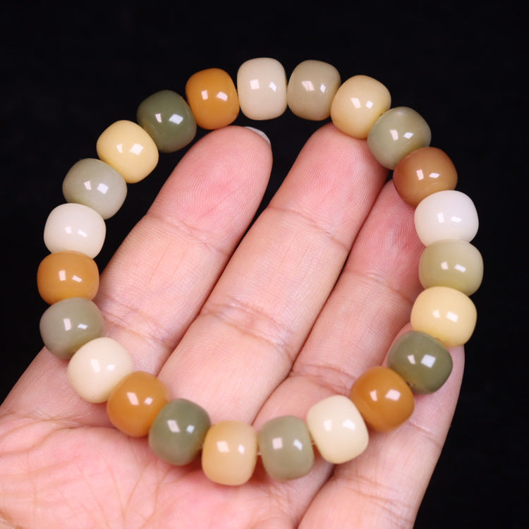 Welfare Single Circle Bodhi Seed Charcoal Grilled Round Beads Green Bracelets