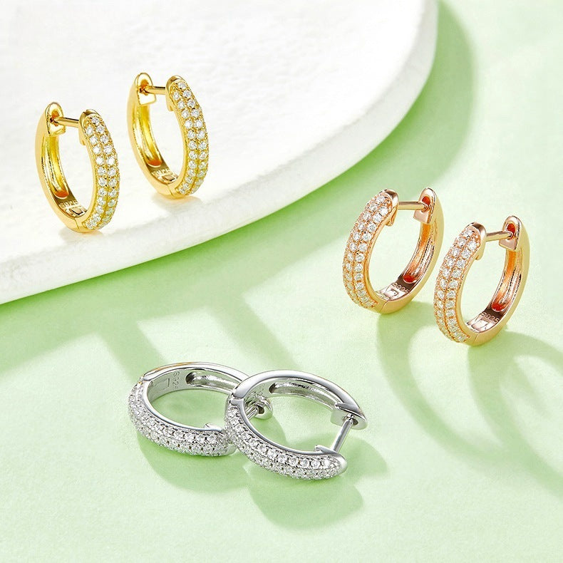 Ear Clip High Quality Zircon Full Diamond Circle Design Earrings