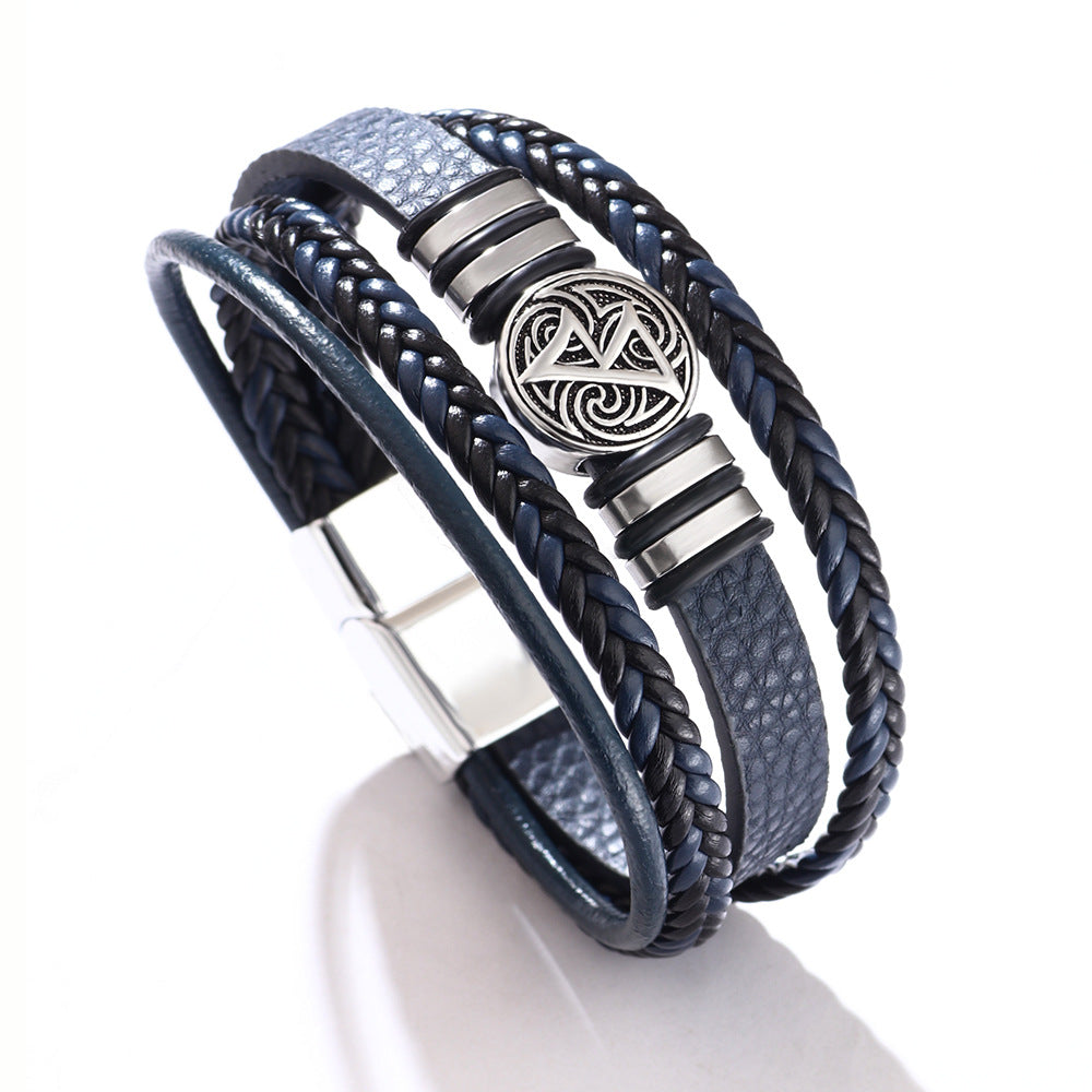 Men's Man Personality Wild Woven Leather Scripture Bracelet