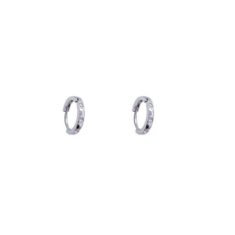 Sier Exquisite Geometric Ear Clip Light Stud Earrings