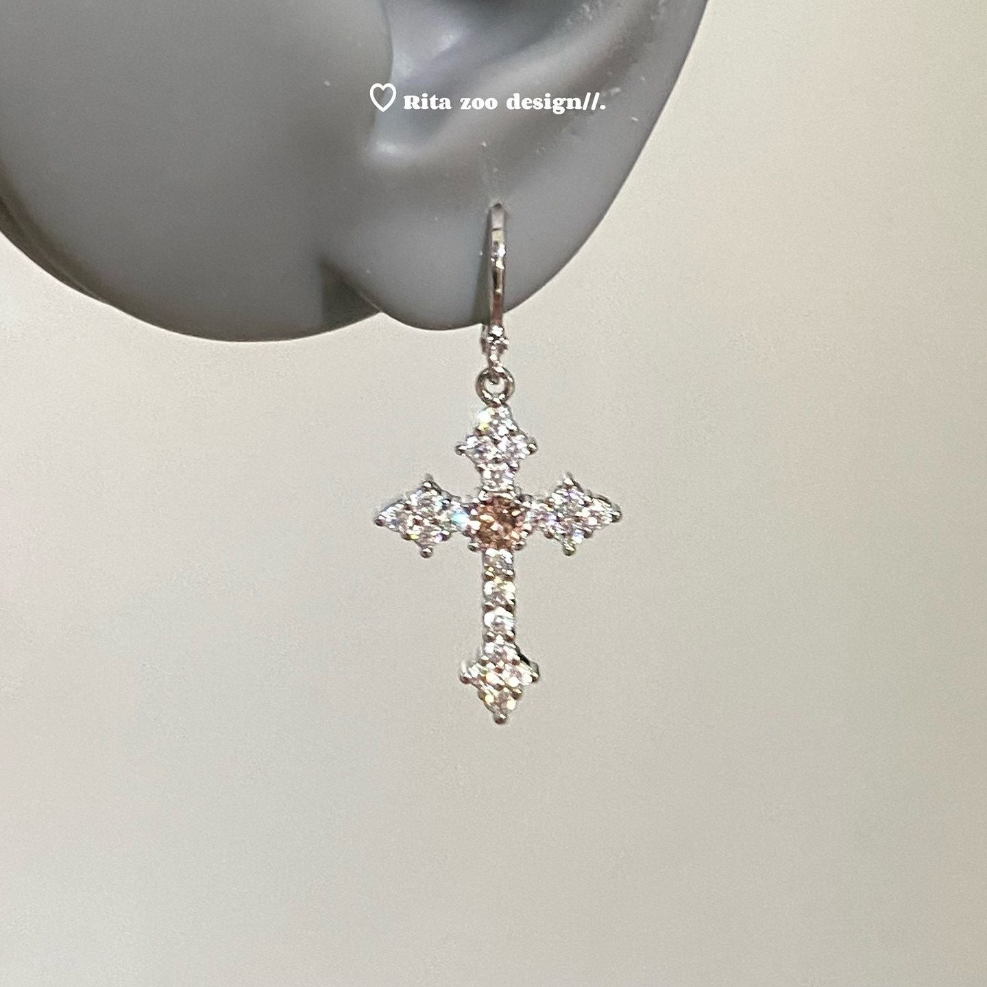 Women's Sparkling Full Rhinestone Cross Clip Niche Temperament Design Rings