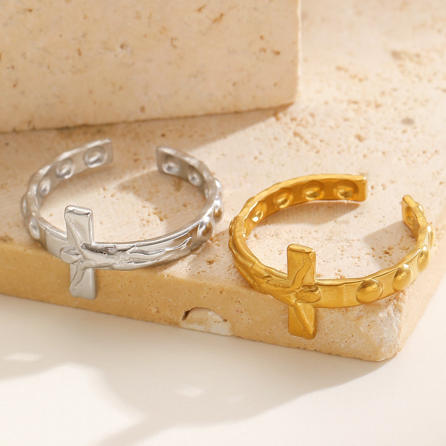 Cross Stainless Steel Female Unisex Crucified Ring