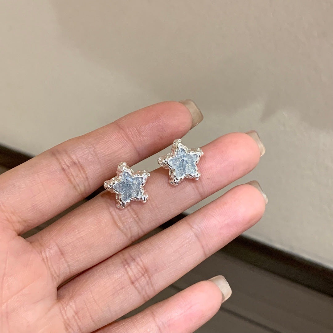 Women's Salt Mush Ice French Vacation Style Delicate Blue Crystal Rings