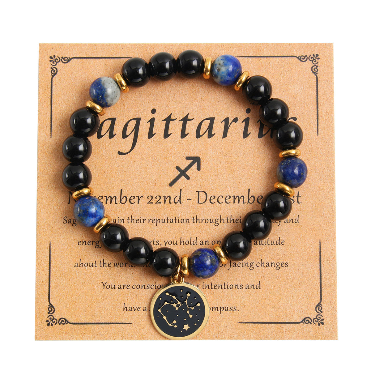 Beaded With Card Round Stainless Steel Gold Plated Drop Oil Bracelets