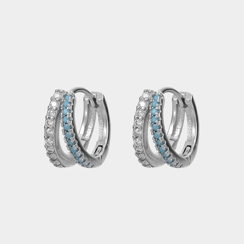 Women's Niche Geometric Lines Clip Simple Elegant Zircon Earrings