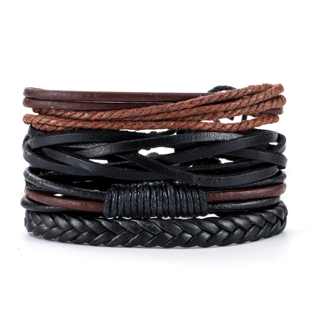 Women's & Men's Ornament Simple Hand Woven Rope Leather Bracelets