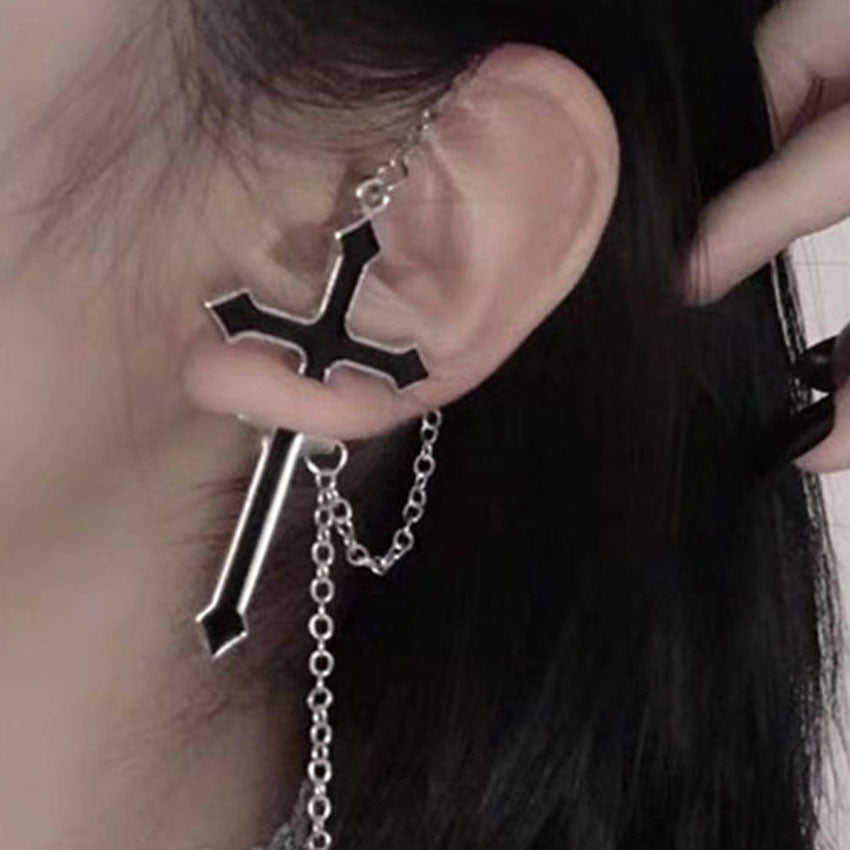 Oil Cool Handsome Disco Jumping Exaggerated Cross Earrings