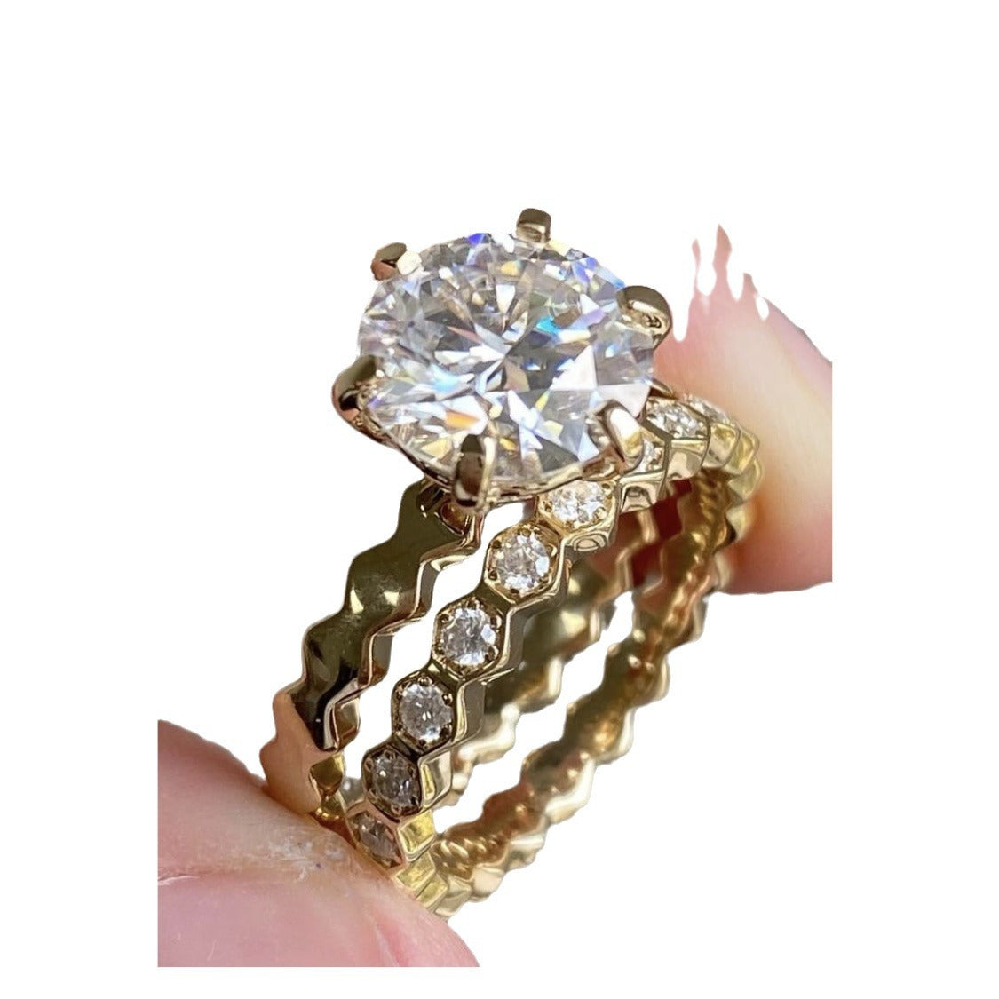 Honeycomb Couple Female Fashion Light Luxury Rings