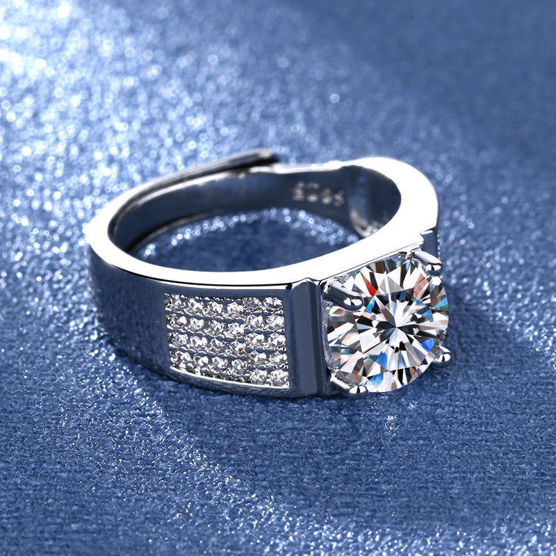 Men's Broadcast Korean Style Elegant Diamond Fashion Open Mouth Ring