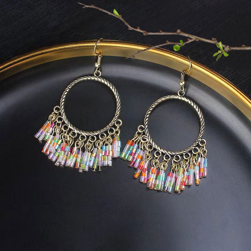 Ethnic Style Long Fringe Exotic Holiday Trip Earrings