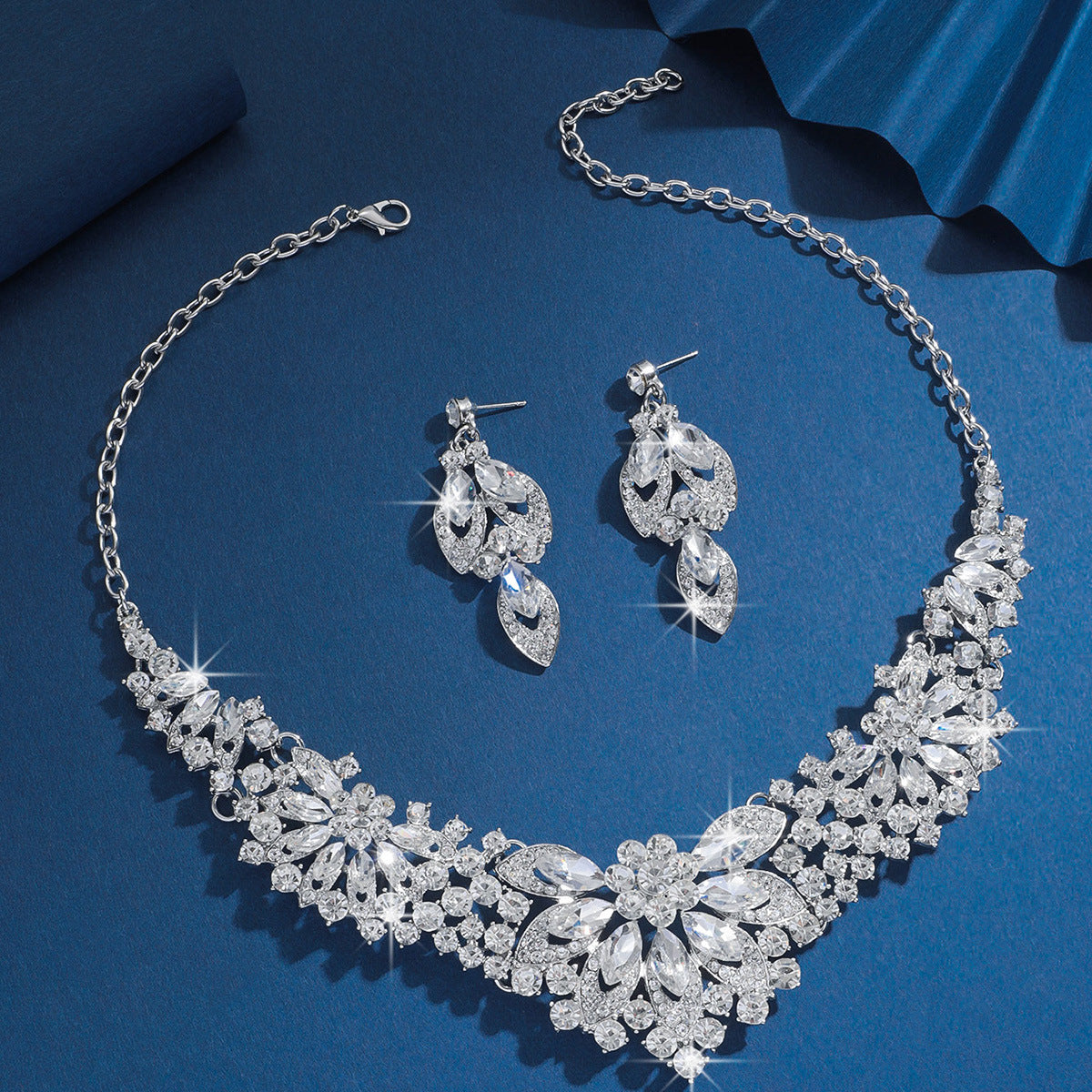 Dress Full Diamond Flower Crystal Elegant Jewelry Set