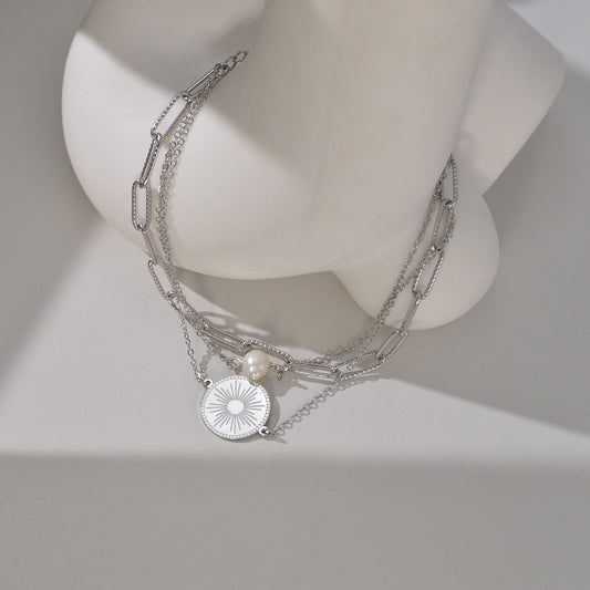 Gold Dark Pattern Round Pearl Korean Niche Design Bracelets