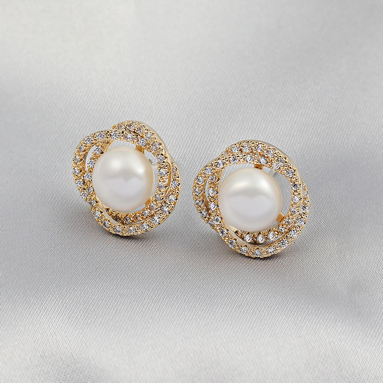Women's Korean Style Temperament Sier Ear Pearl Fashion Earrings