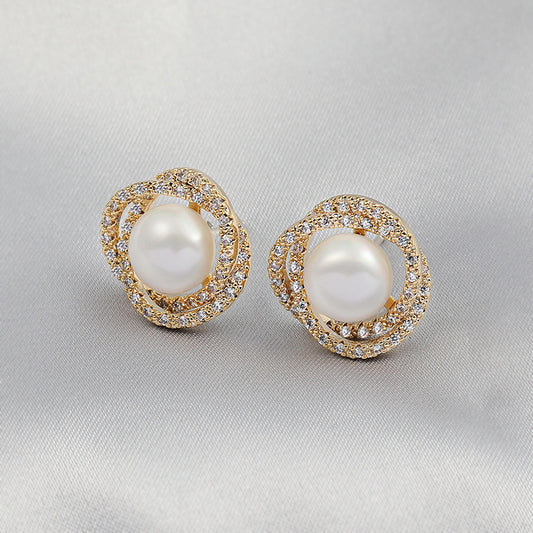 Women's Korean Style Temperament Sier Ear Pearl Fashion Earrings