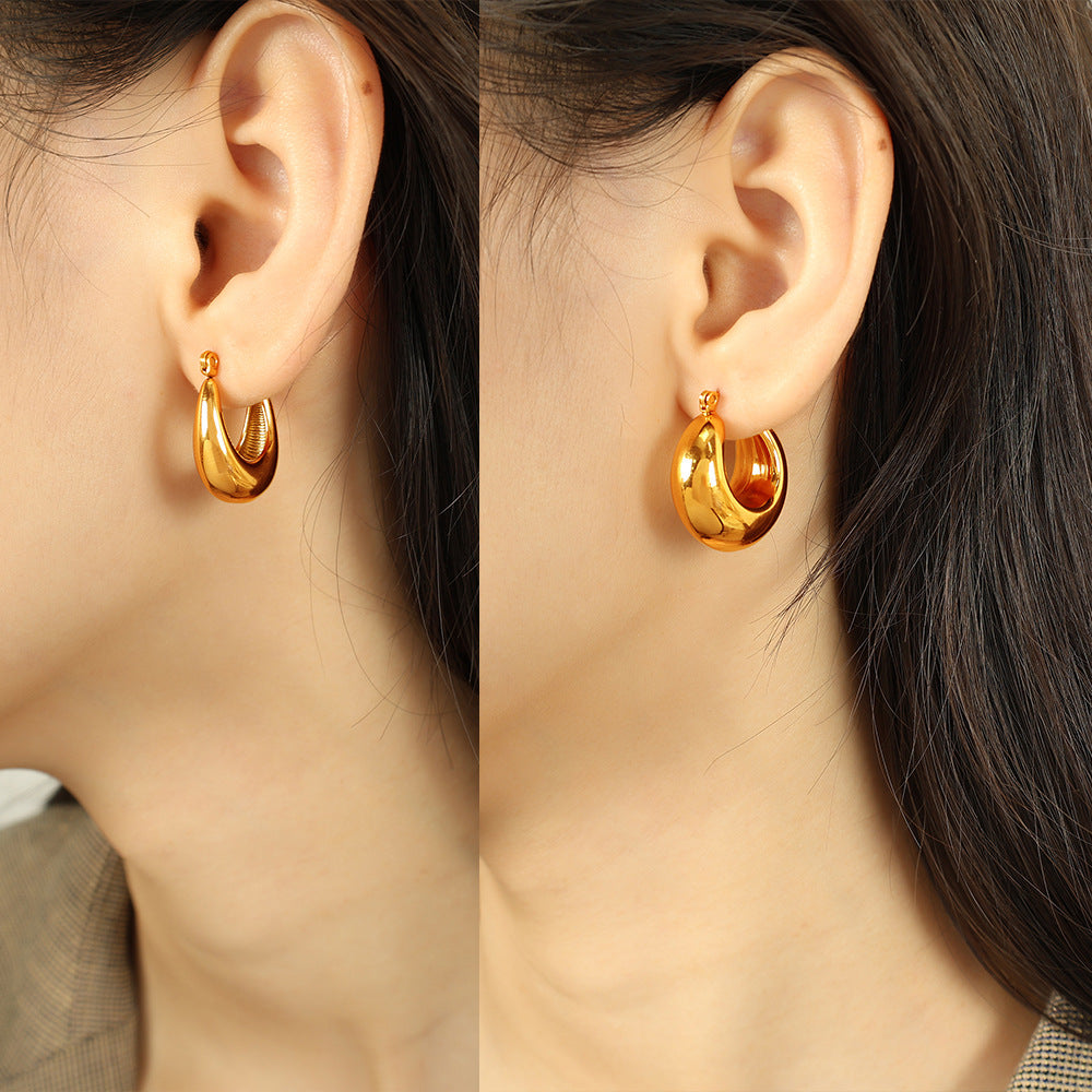Titanium Steel Thick Cylindrical Hollow Ear Female Plated Solid Polished Rings