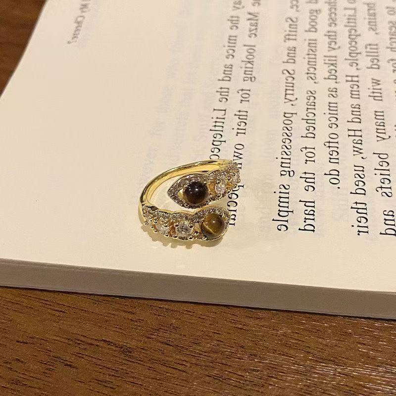 Fairy Snake-shaped Tigereye Female Fashion Retro Unique Index Ring