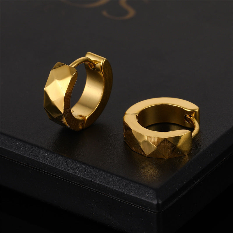 Men's Diamond Double-sided Clip Finishing Polish Stainless Steel Bone High-grade Ear Buckle