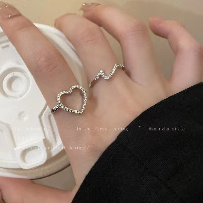 Women's Simple Hollow Out Love Heart-shaped Fashion Personality Affordable Luxury Ring