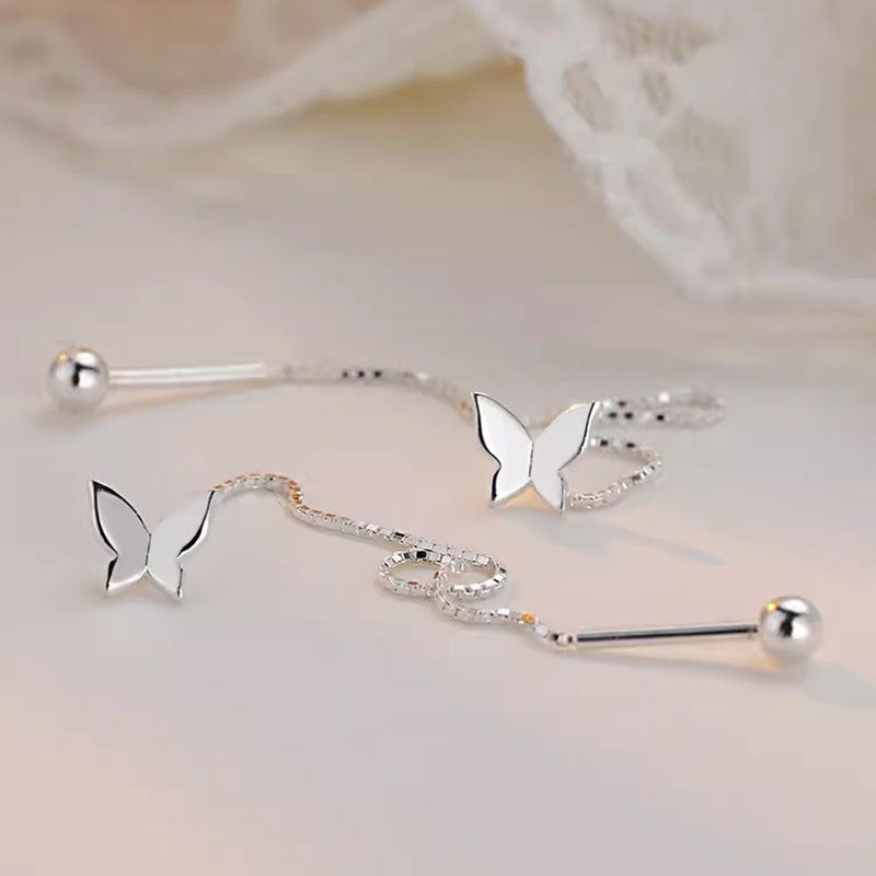 Women's Butterfly Screw Trendy Long Temperamental Tassel Ear Line