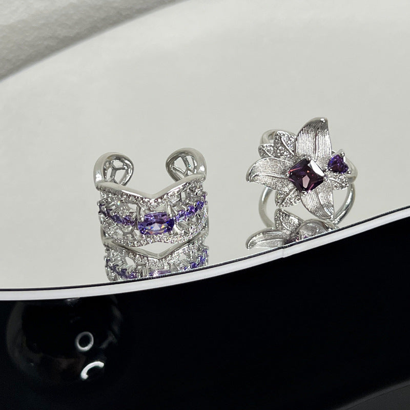 Style Light Luxury Purple Diamond Zircon Rings