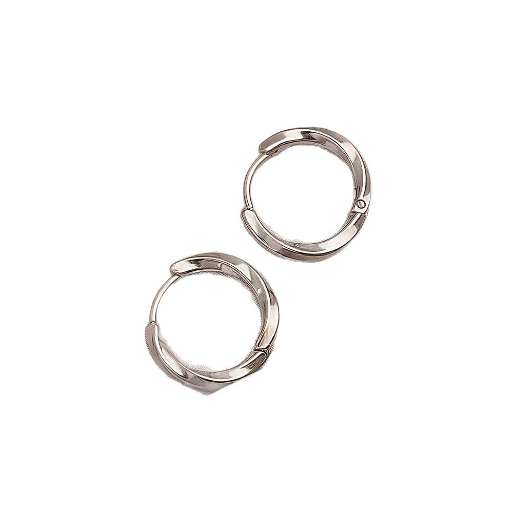 Titanium Steel Mobius Strip Twisted Clip High-grade Minimalist Square Thread Ear Buckle