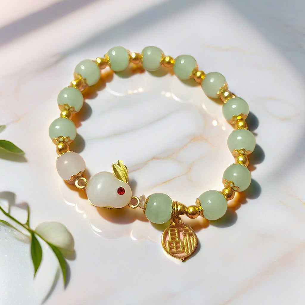 Women's Ancient Chinese Style Jade Hare Fu Bracelets