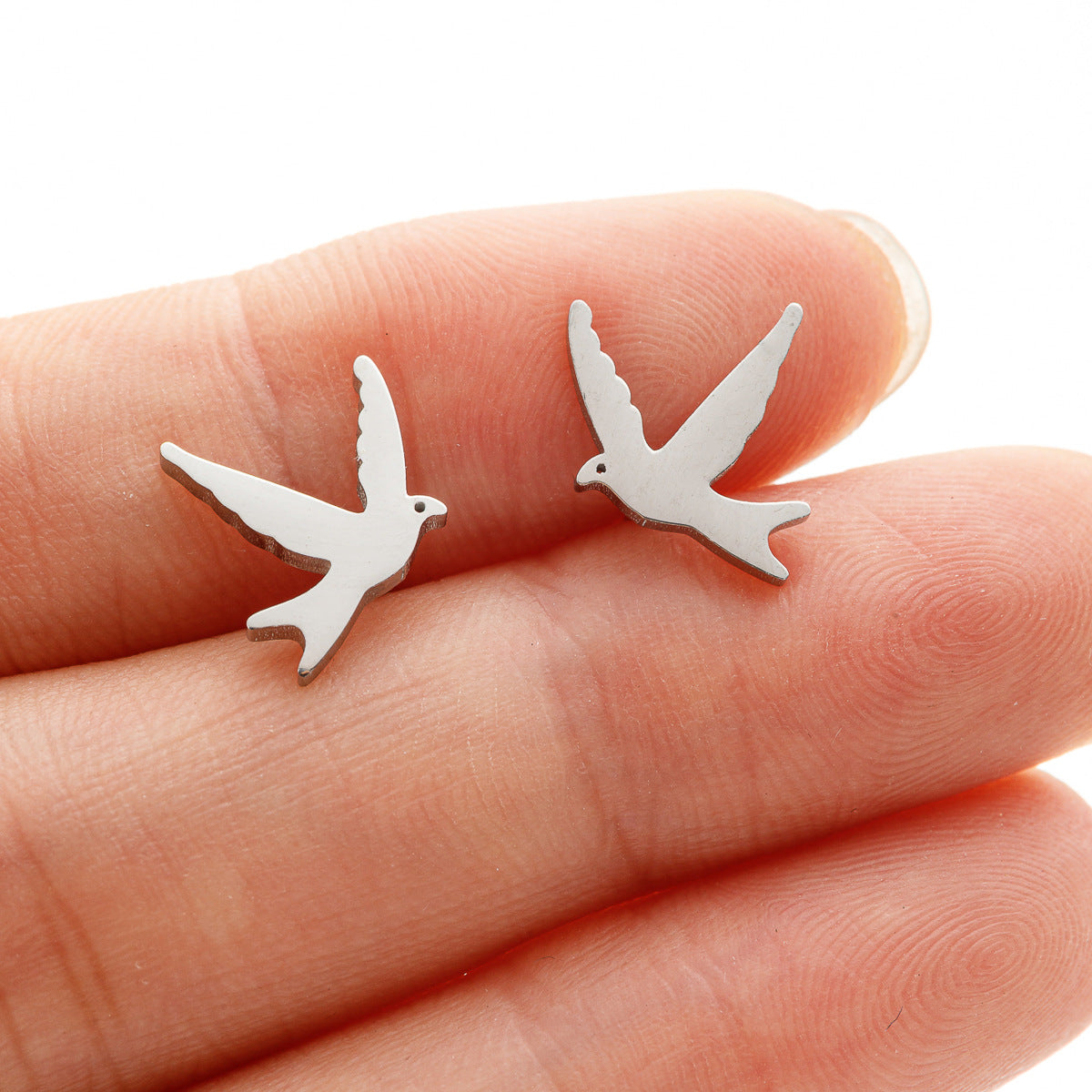 Small Animal Cat Plaid Bird Ear Geometry Stud Earrings