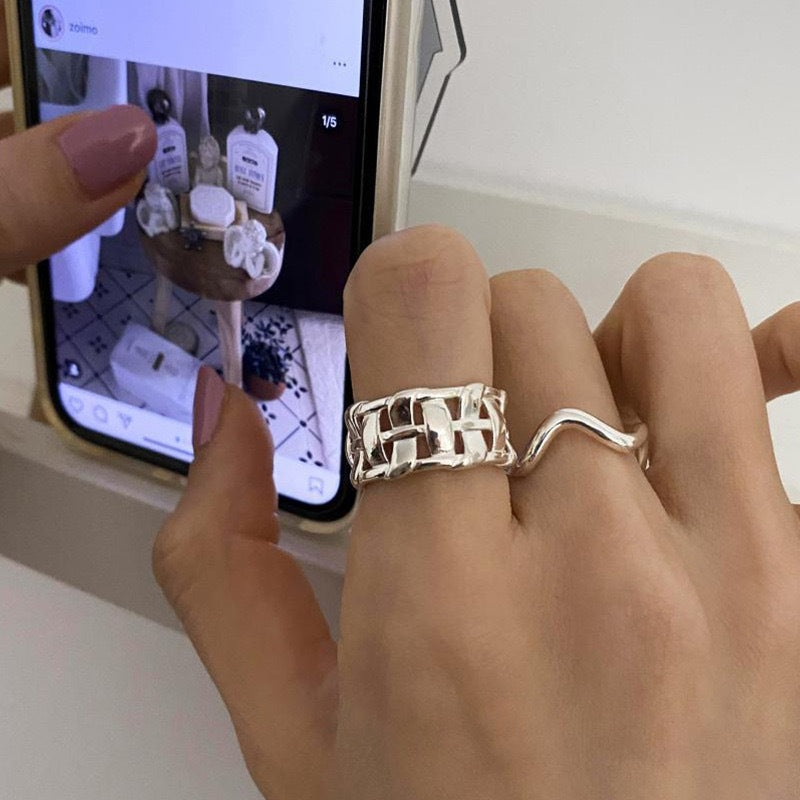 Women's Minority Design Weaving Hollow Open-end For Fashion Rings