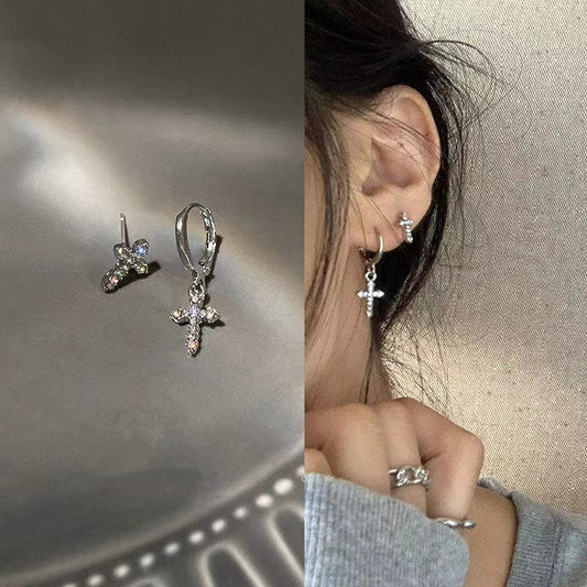 Needle Asymmetric Cross Style Temperament Ear Clip Cold Rings
