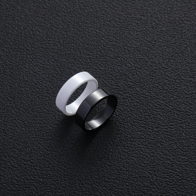 Men's Ornament Fashion Simple Black White Ceramic Rings