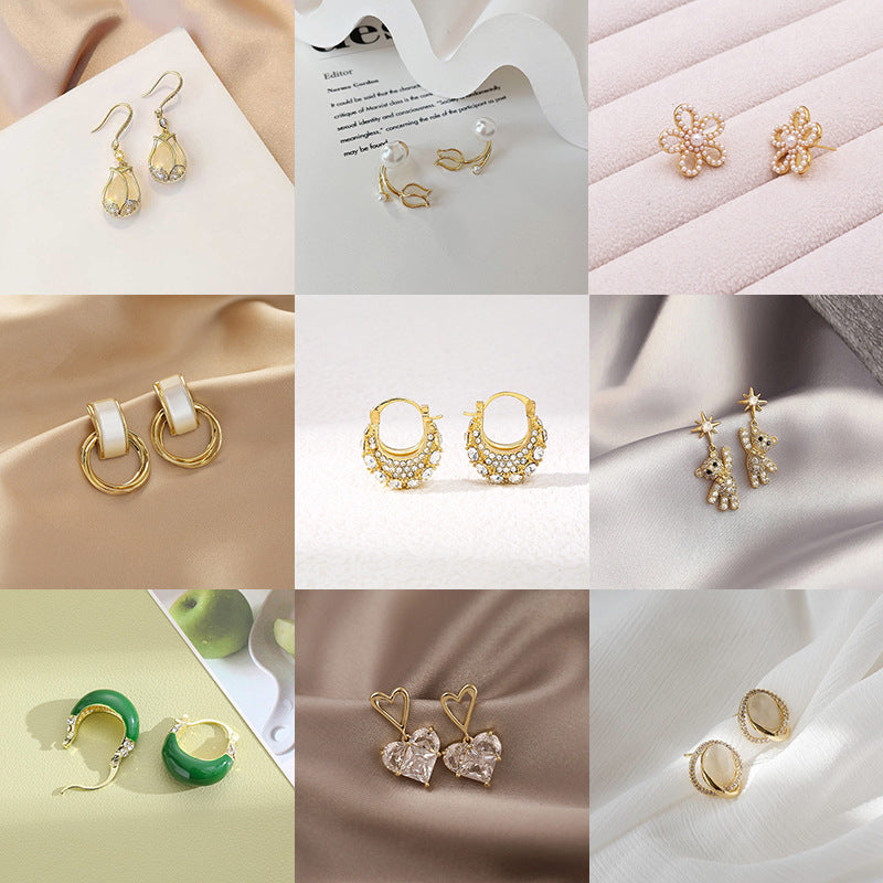 Needle High-grade Pearl Bow Flower Tulip Earrings