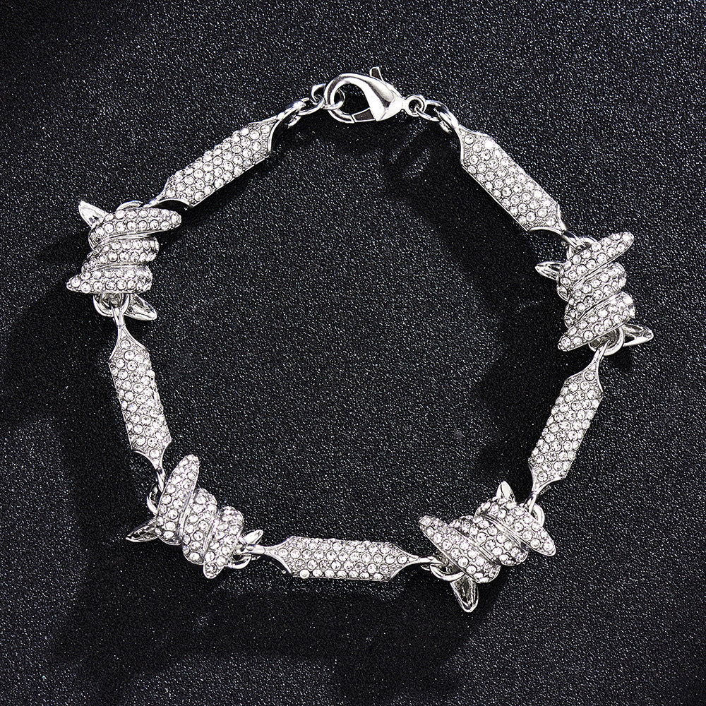 Hip Hop Irregular Three-dimensional Alloy Dense Inlaid Infinite Chain Cuban Necklace