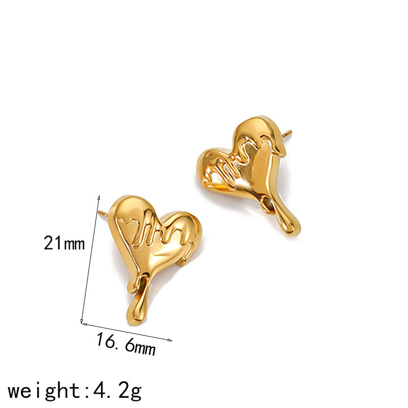 Heart-shaped Titanium Steel Ear Niche High-grade Earrings