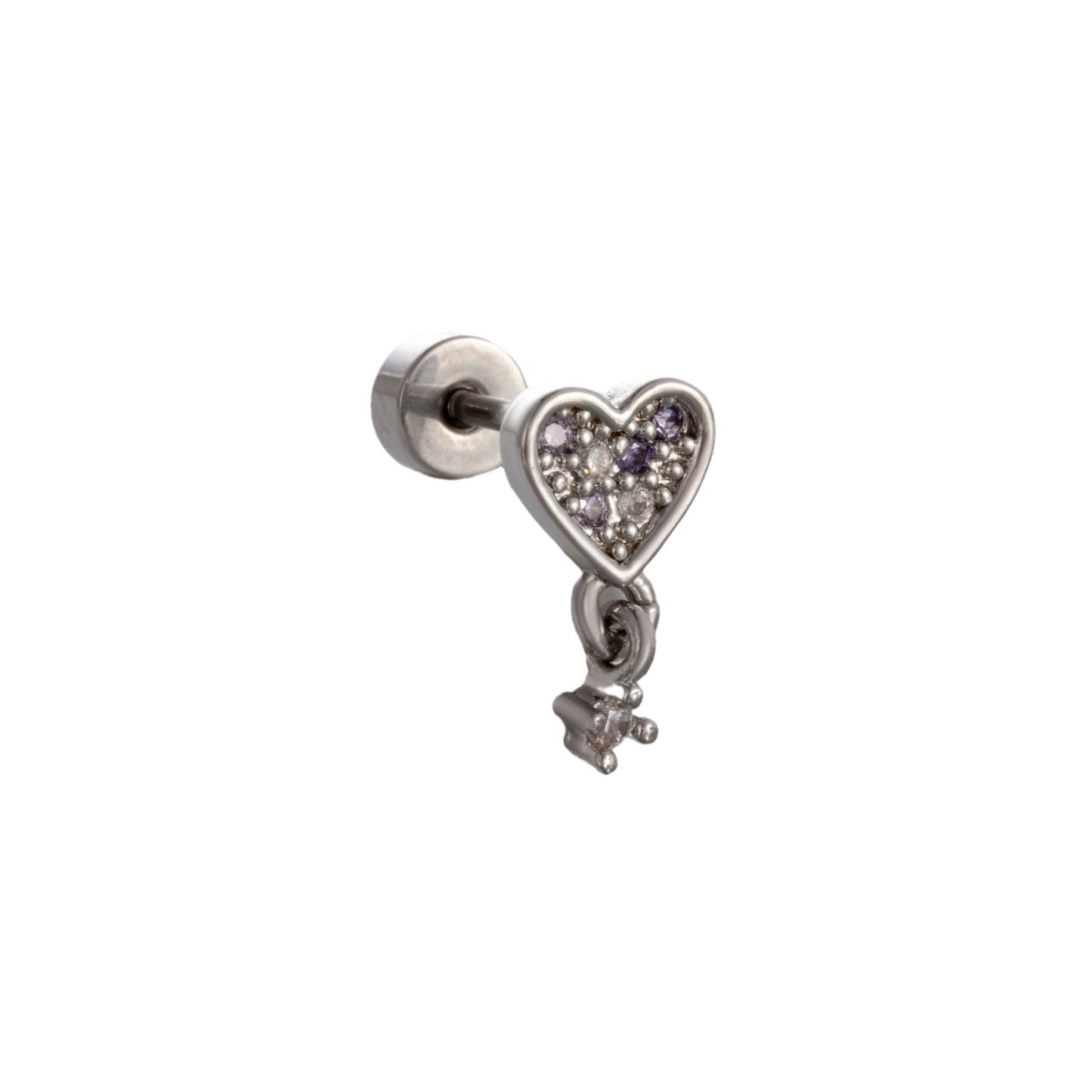 Henson Butterfly Ear Bone White Purple Zircon Swan Bow Love Stud Earrings