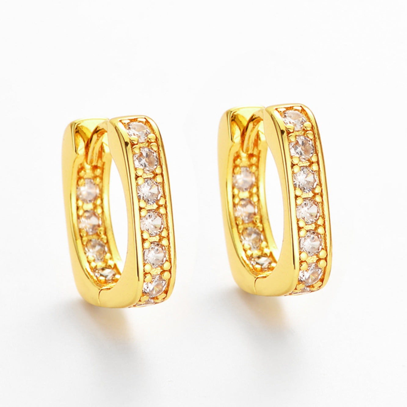 Women's Quadrilateral Inner Studded With Zircon Simple Graceful Fashionable Ear Clip Earrings