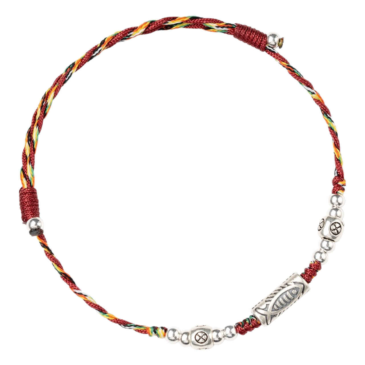 Men's Female Red Rope Braid Retro Colorful Bracelets