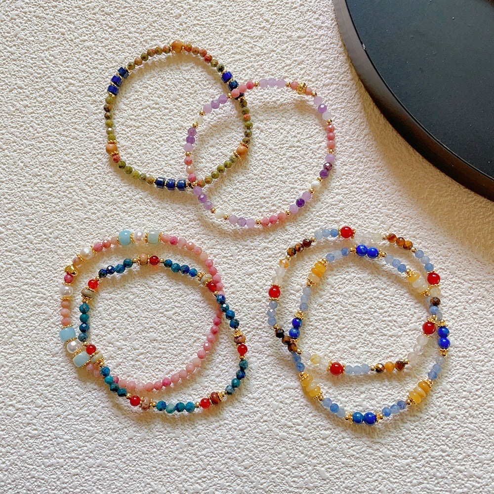 Natural Stone Crystal String Beads Style Design Dopamine Bracelet