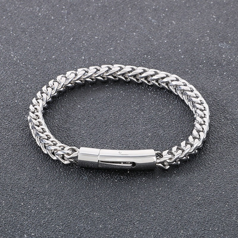 Men's Fashion Trend Positive Negative Round Grinding Encryption Chain Spring Bracelets