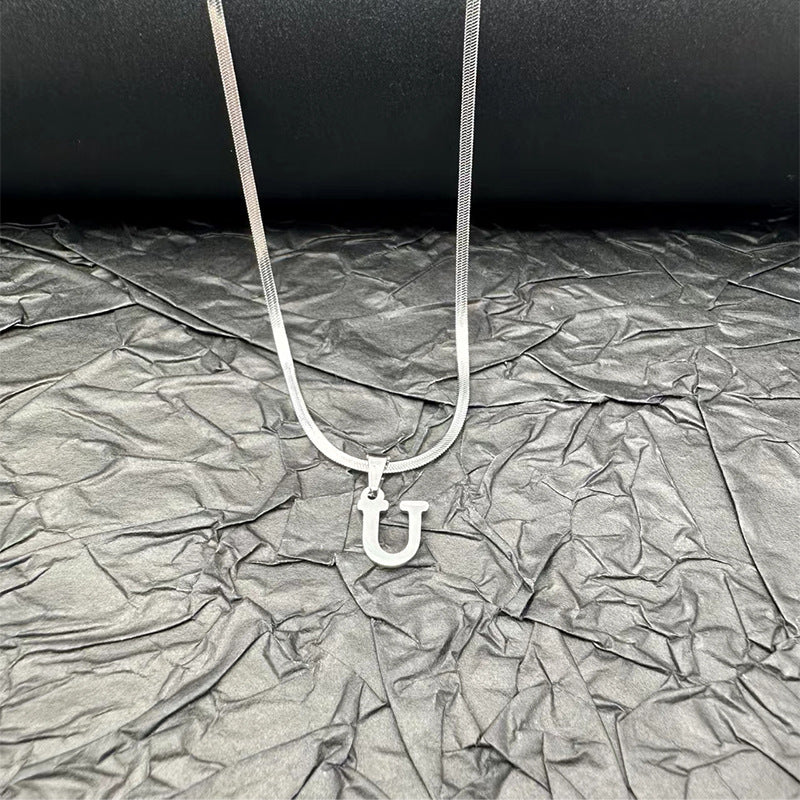 Letter Blade Chain Stainless Steel Material Necklaces