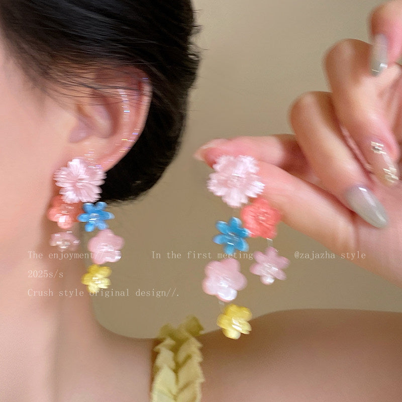 Women's For Spring Unique Beautiful Sweet Contrast Color Eardrops Colorful Exaggerated Earrings