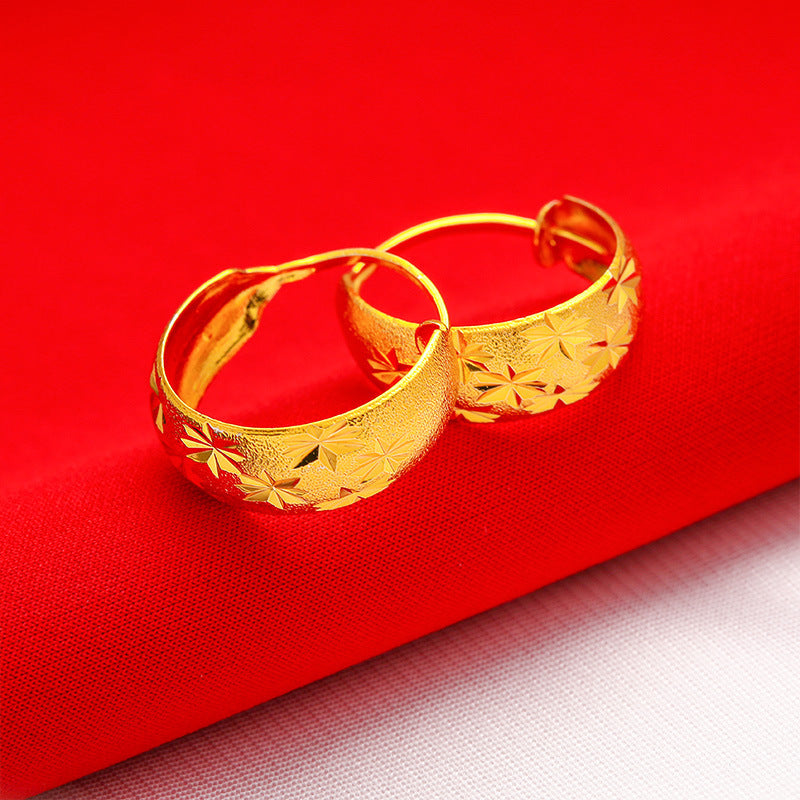 Gold European Sand Old Lady Starry Female Imitation Plated Round Rings