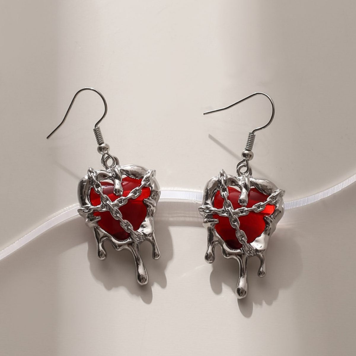 Creative Abstinence Series Dark Style Lava Love Hip Hop Heart-shaped Earrings