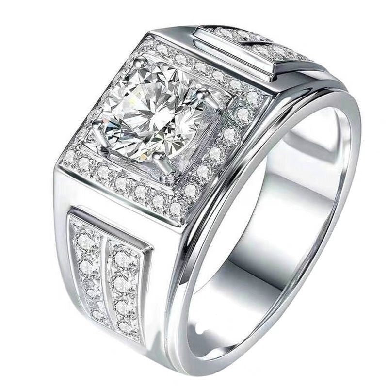 Men's Imitation Moissanite Diamond Domineering Open Adjustable Rings