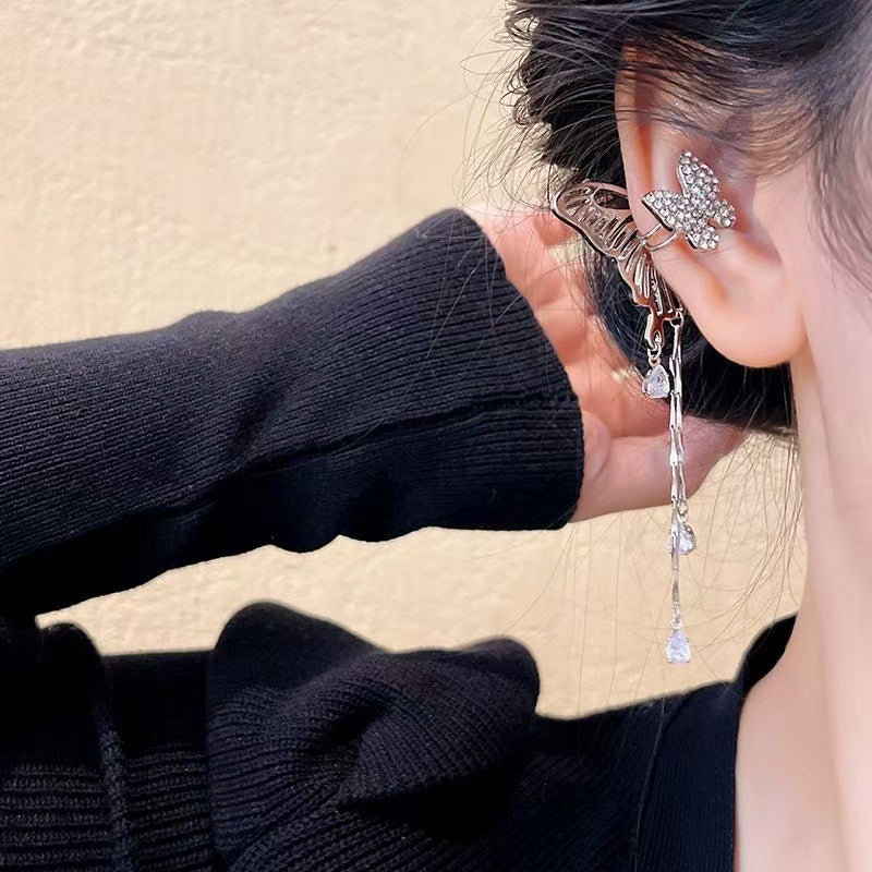 Ear Clip Fairy Temperamental Butterfly Tassel Fashionable Earrings