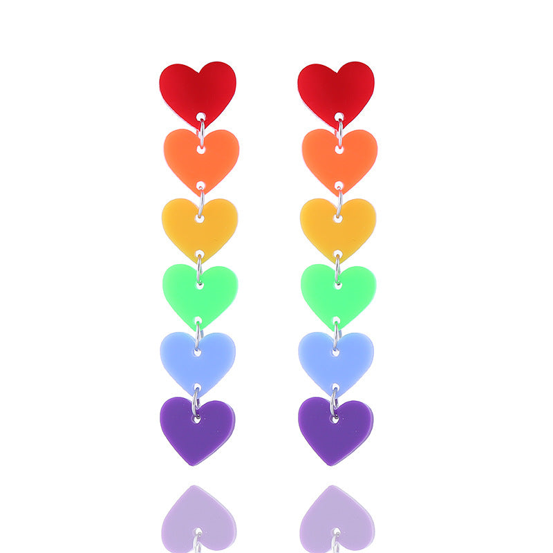 Rainbow Series Fashion Colorful Pin Chain Earrings