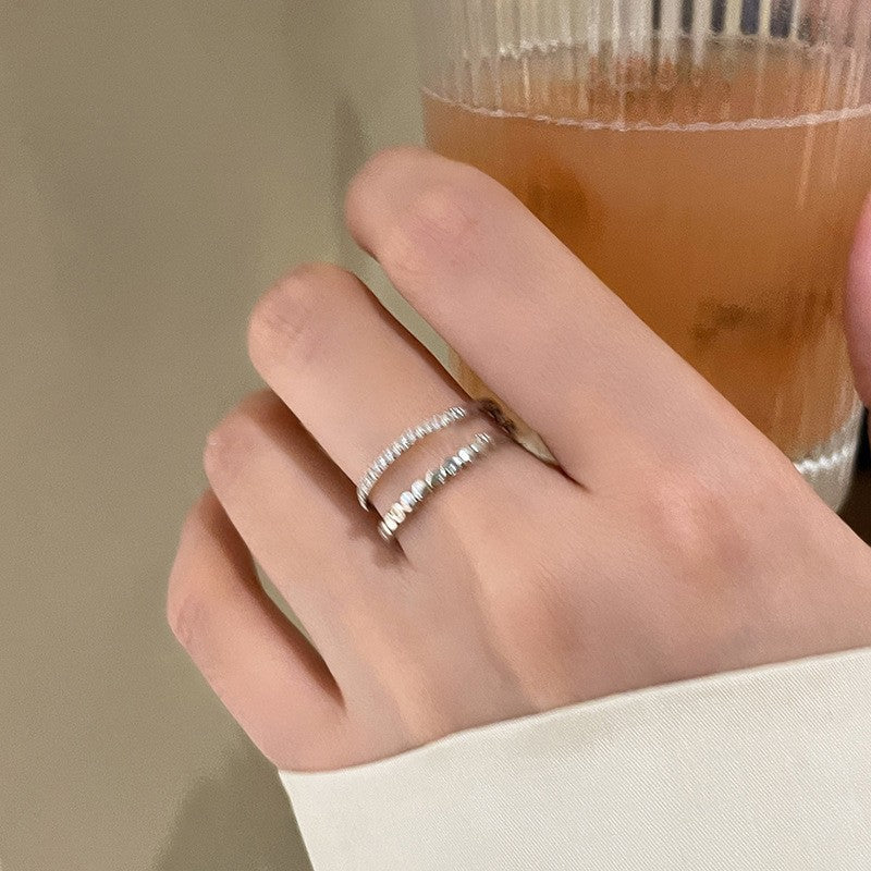 Real Gold Electroplated Zircon Buckle Light Luxury High Sense Index Ring
